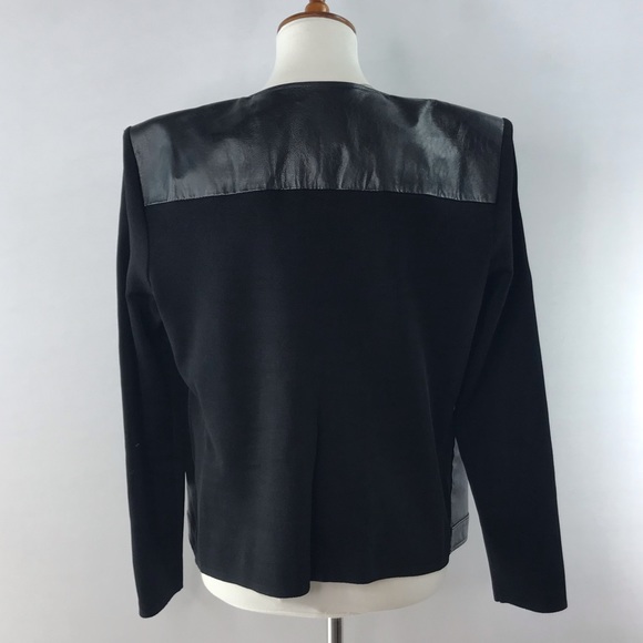 Vintage Nygard Collection Black Leather Front Mixed Media Jacket Size L - Picture 4 of 13